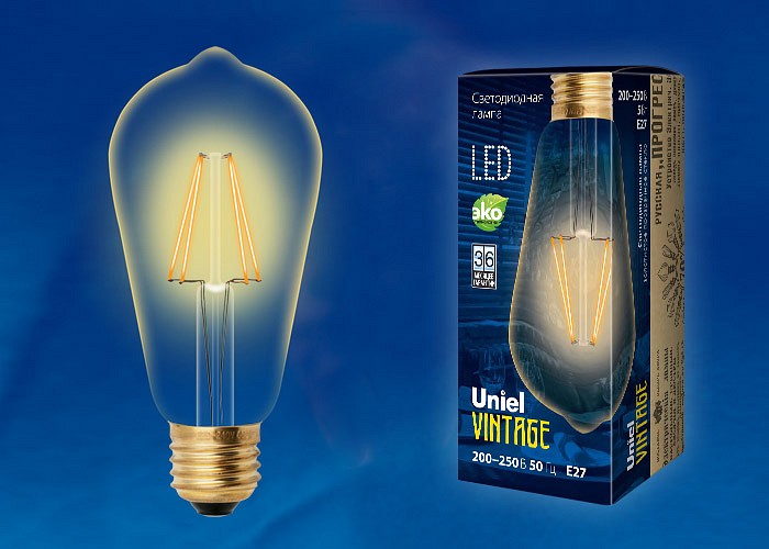 Лампа светодиодная Uniel Golden LED-ST64-5W/GOLDEN/E27 GLV22GO